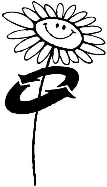 Sunflower recycle emblem vinyl sticker. Customize on line. Environment Pollution Conservation 034-0162